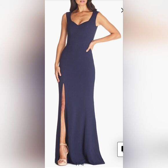 Dress The Population Monroe Side Slit Gown NWOT size Medium Midnight Blue